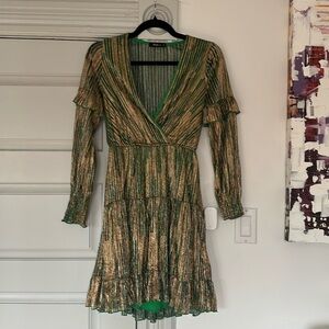 Green and gold party dress